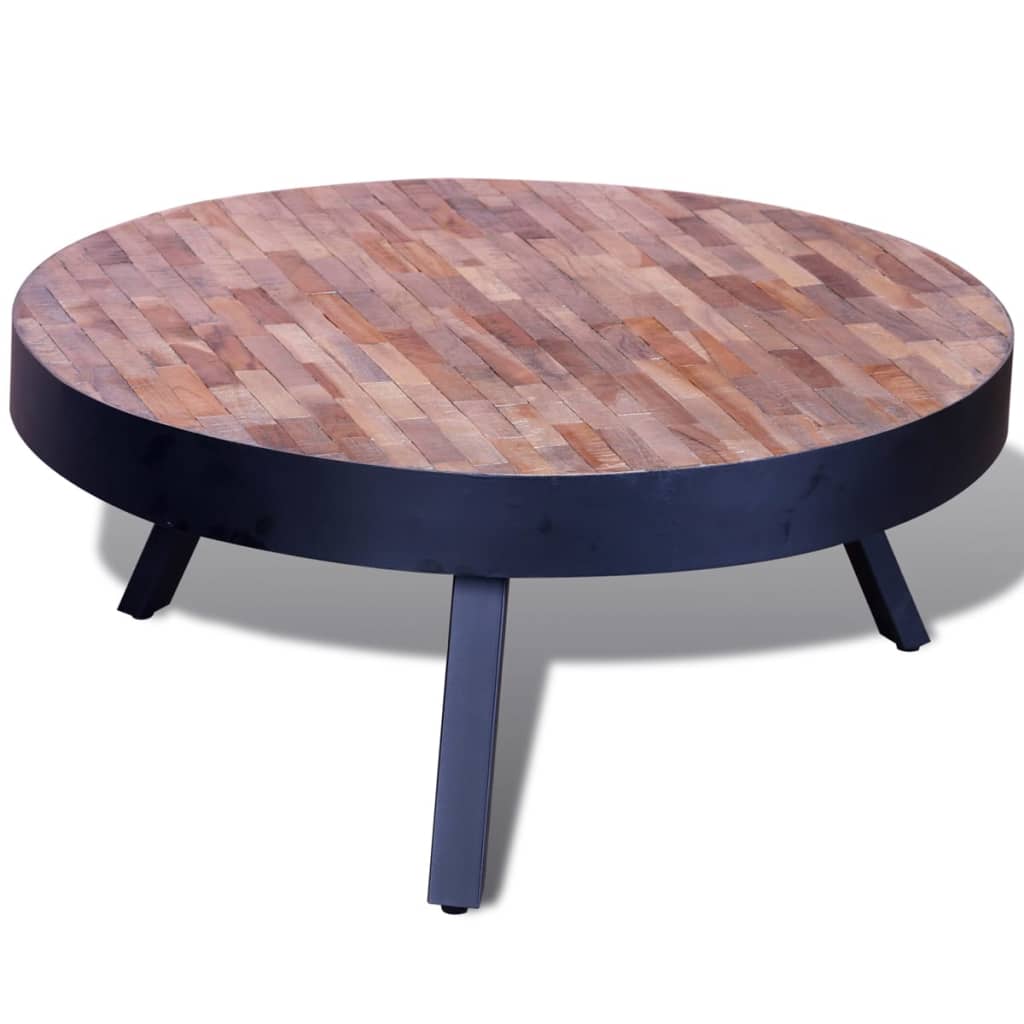 Salontafel rond gerecycled teakhout
