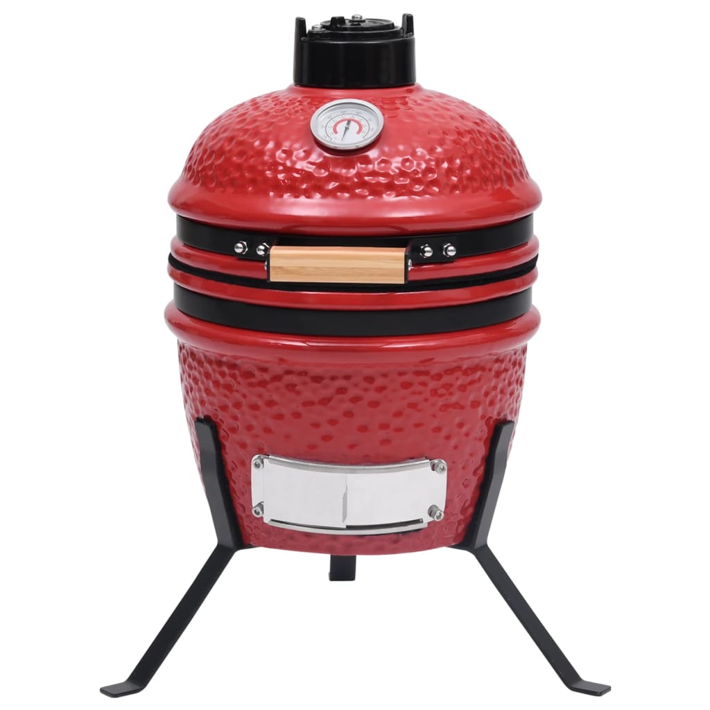 Kamado barbecue 2-in-1 56 cm keramiek rood