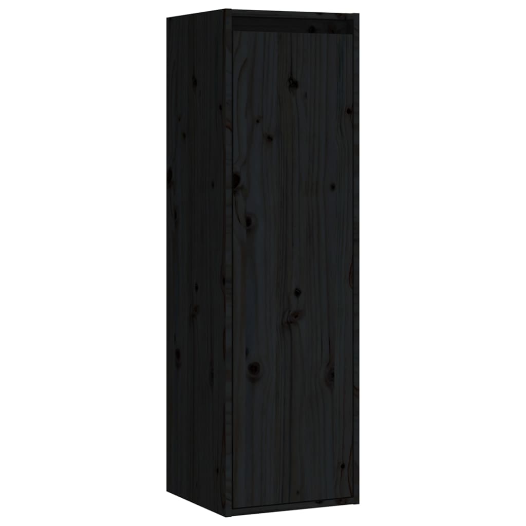 Wandkasten 2 st 30x30x100 cm massief grenenhout zwart