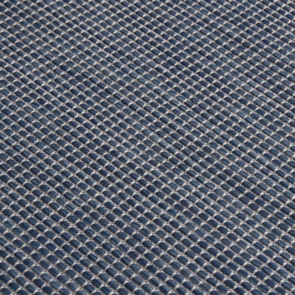 Buitenkleed platgeweven 100x200 cm blauw