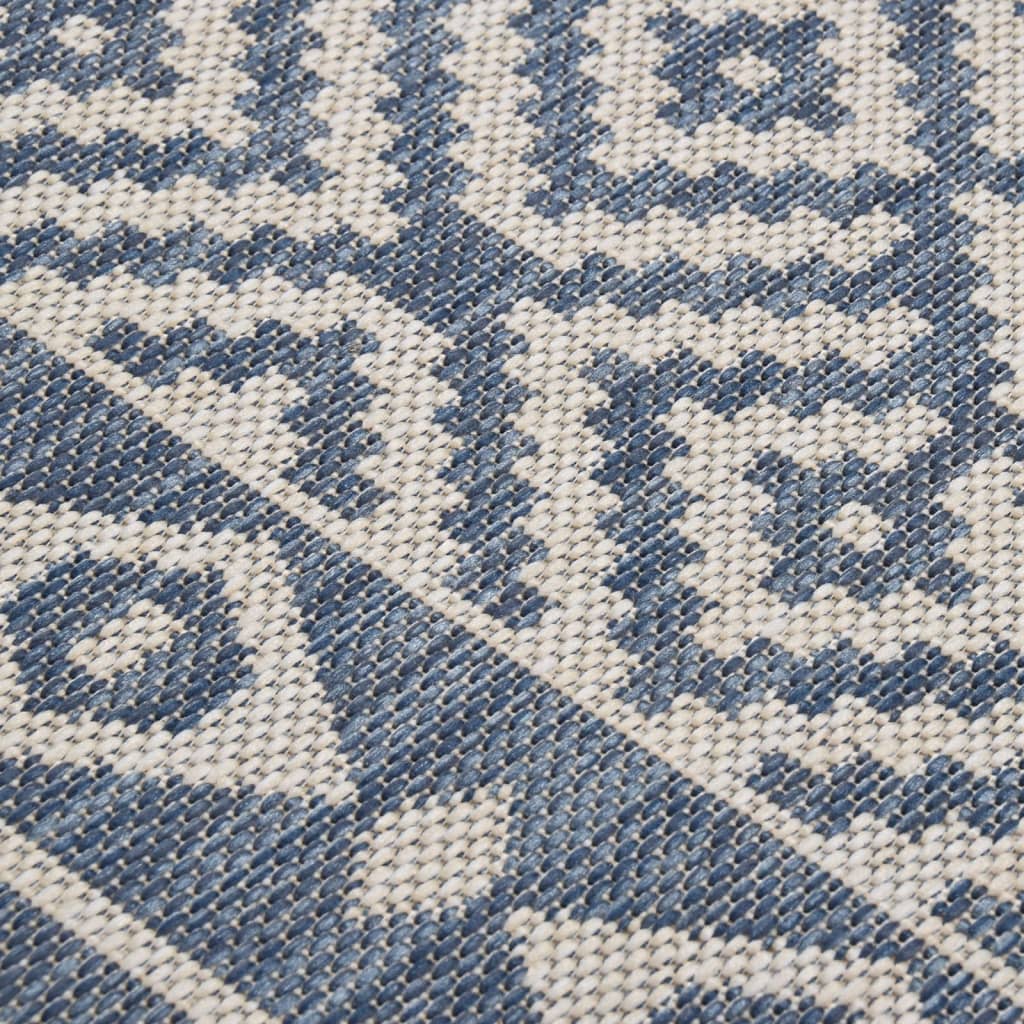 Buitenkleed met patroon platgeweven 120x170 cm blauw