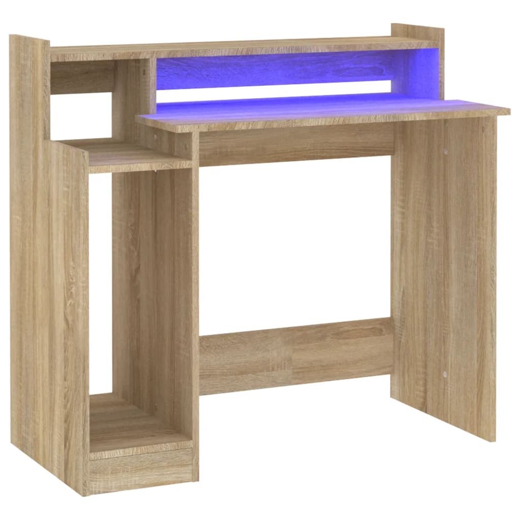 Bureau met LED-verlichting 97x45x90 cm hout sonoma eikenkleurig