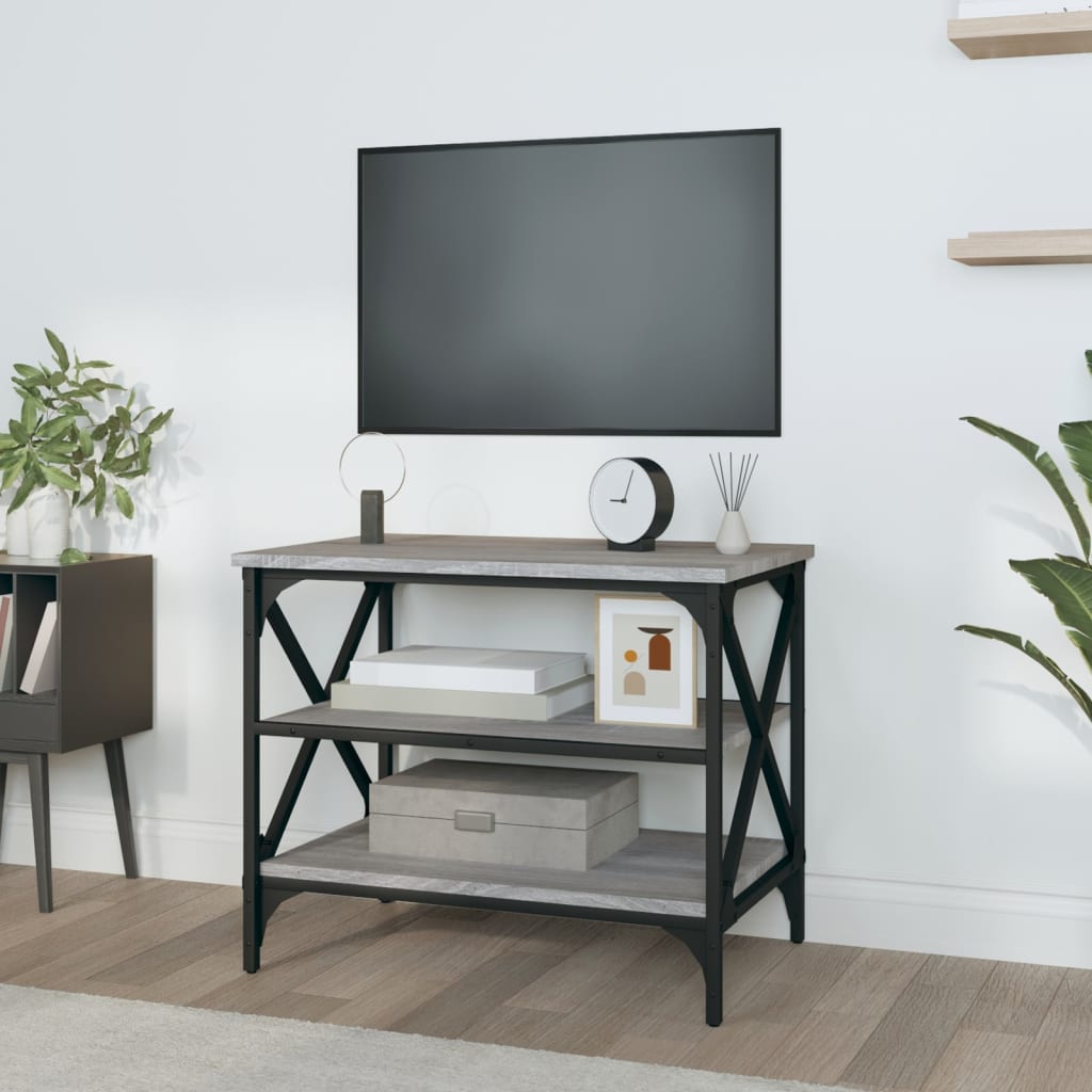 Tv-meubel 60x40x50 cm bewerkt hout grijs sonoma eikenkleurig