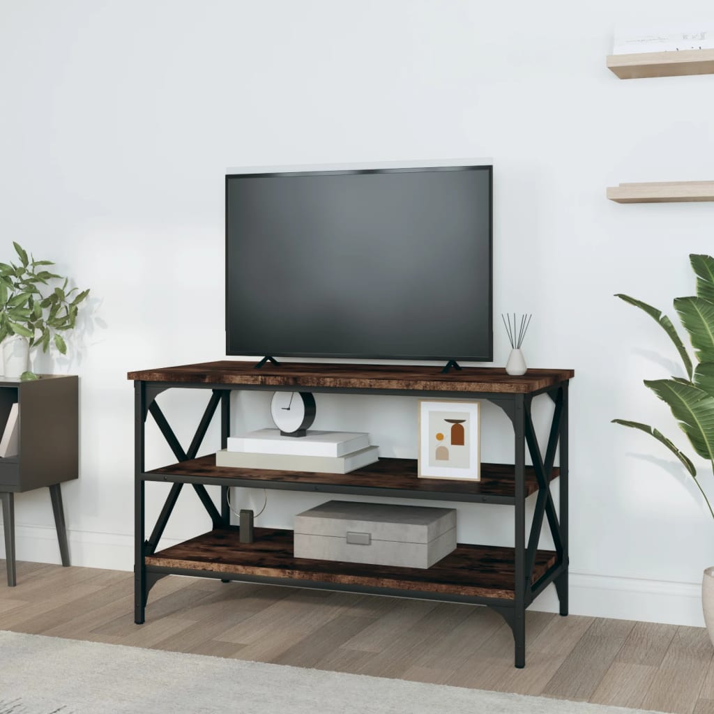 Tv-meubel 80x40x50 cm bewerkt hout gerookt eikenkleurig