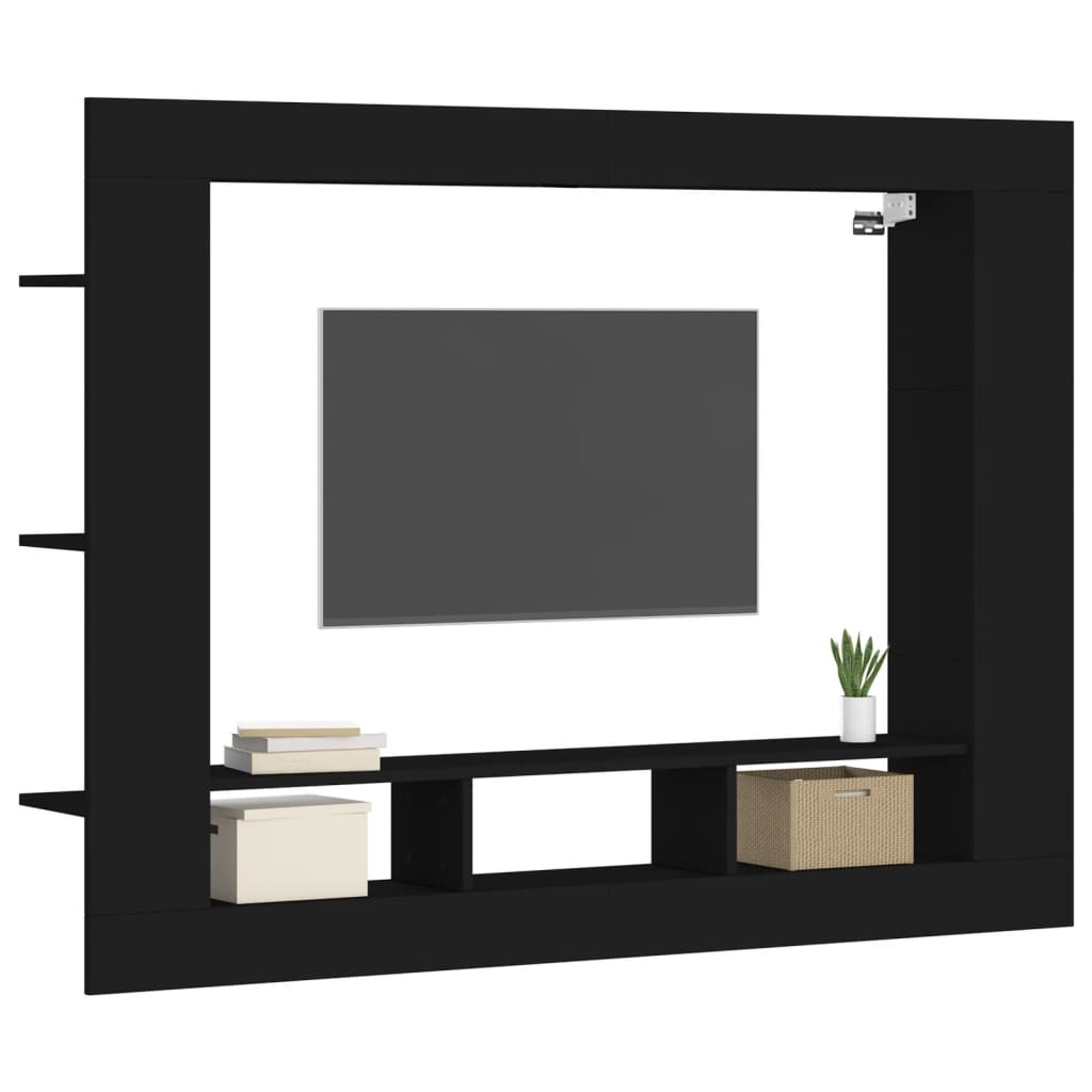 Tv-meubel 152x22x113 cm bewerkt hout zwart