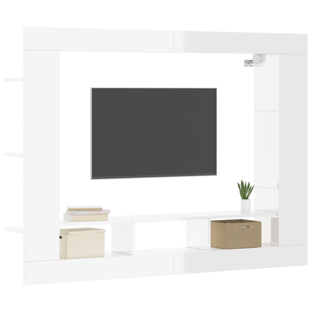 Tv-meubel 152x22x113 cm bewerkt hout hoogglans wit