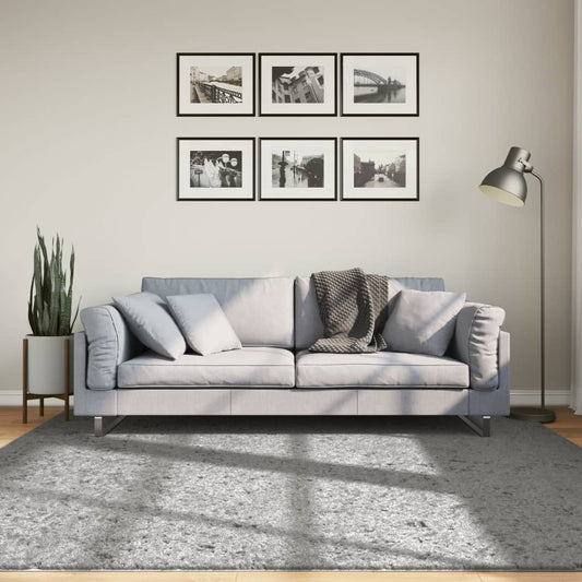 Vloerkleed PAMPLONA shaggy hoogpolig modern 200x200 cm grijs