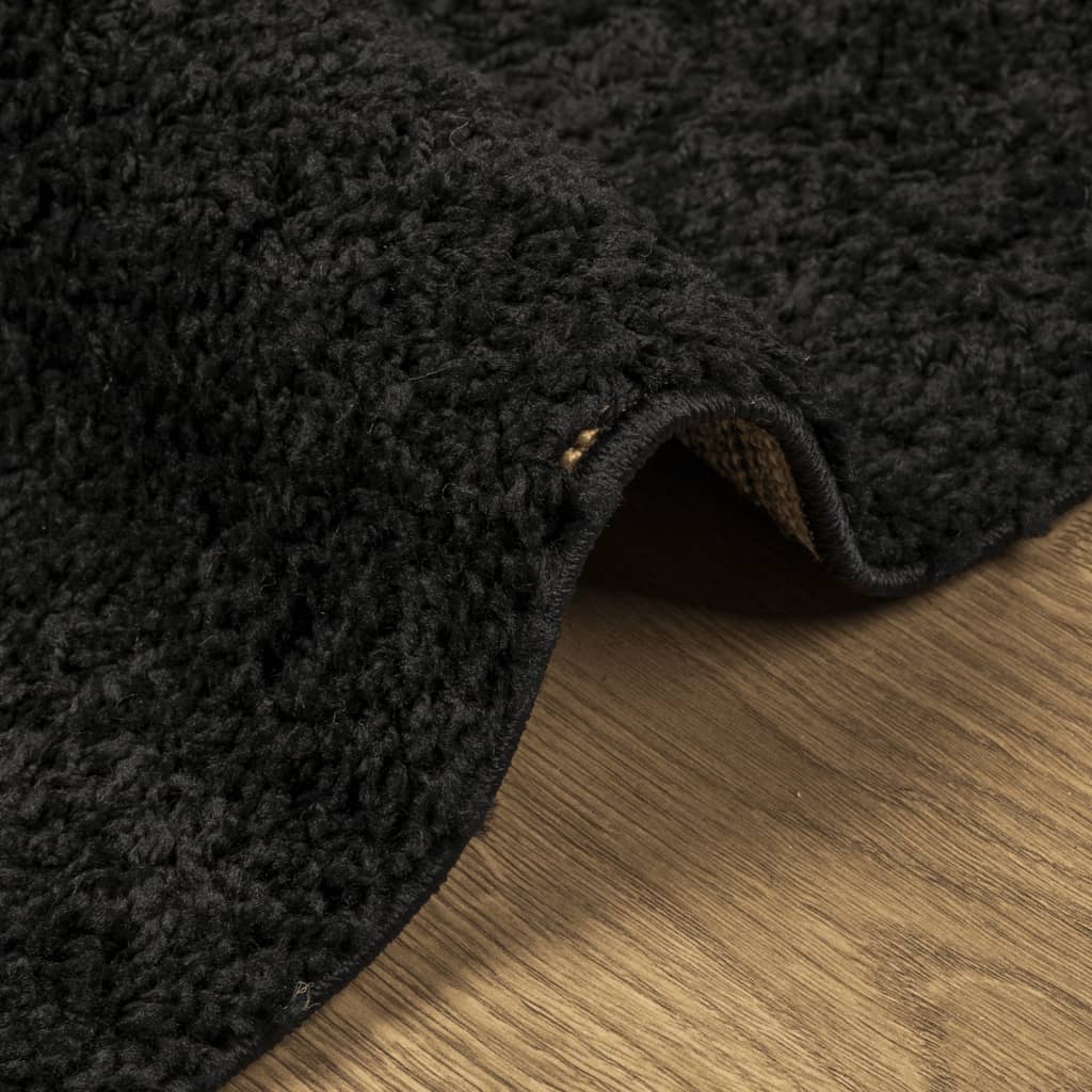 Vloerkleed PAMPLONA shaggy hoogpolig modern 100x200 cm zwart