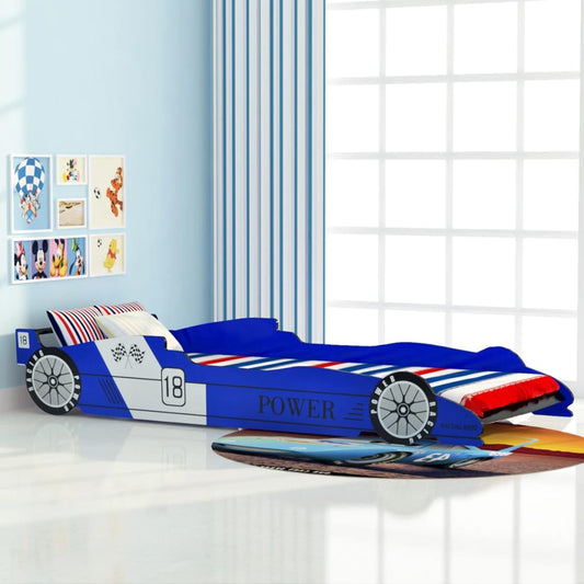 Children's bed racing car blue 90x200 cm