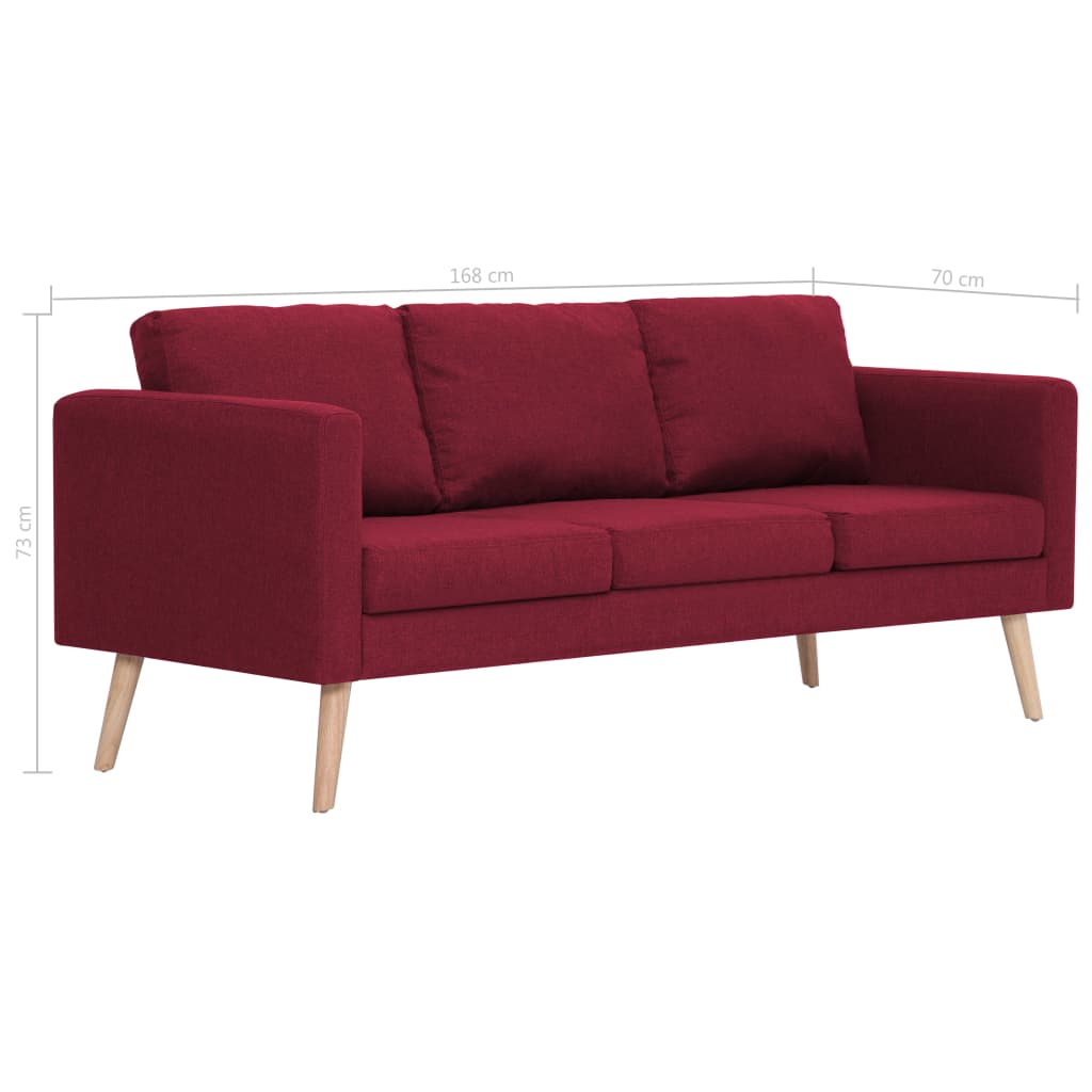 Three-seater sofa fabric wine red