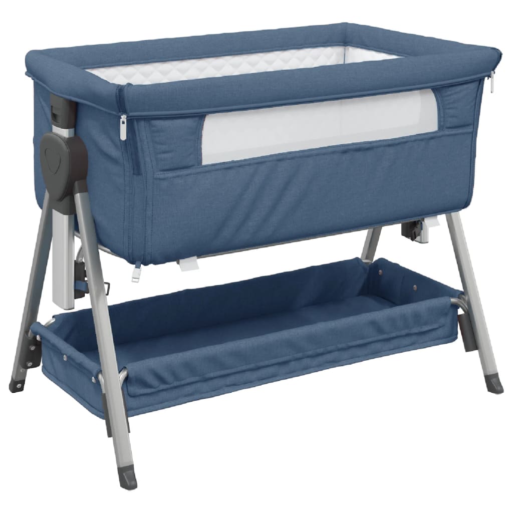 Baby box with mattress linen navy blue