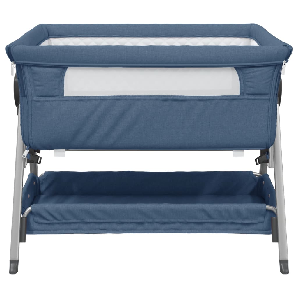 Baby box with mattress linen navy blue