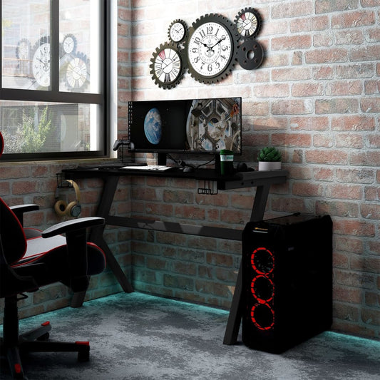 Gaming desk with Y-shaped legs LED 110x60x75 cm black