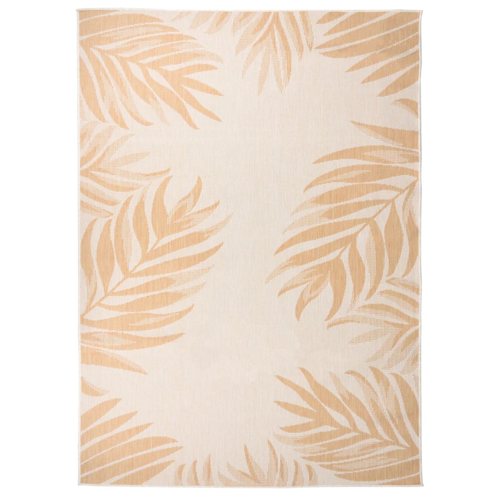 Outdoor rug with leaf pattern, flat woven 200x280 cm