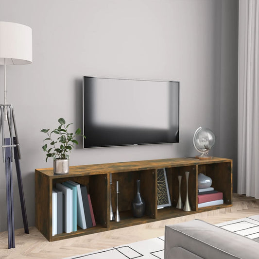 Boekenkast / tv-meubel 143x30x36 cm bewerkt hout gerookt eiken