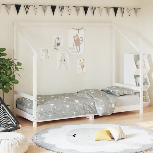 Children's bed frame 80x200 cm solid pine wood white